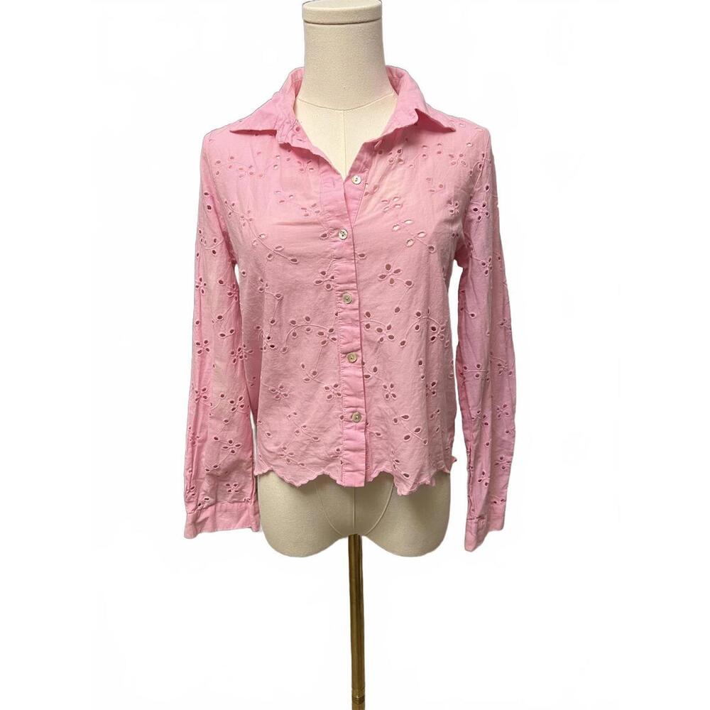 Chic Pink Industry Eyelet Button-Up Shirt